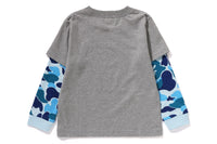 BAPE KIDS ABC CAMO COLLEGE LAYERED SLEEVES L/S T-SHIRT