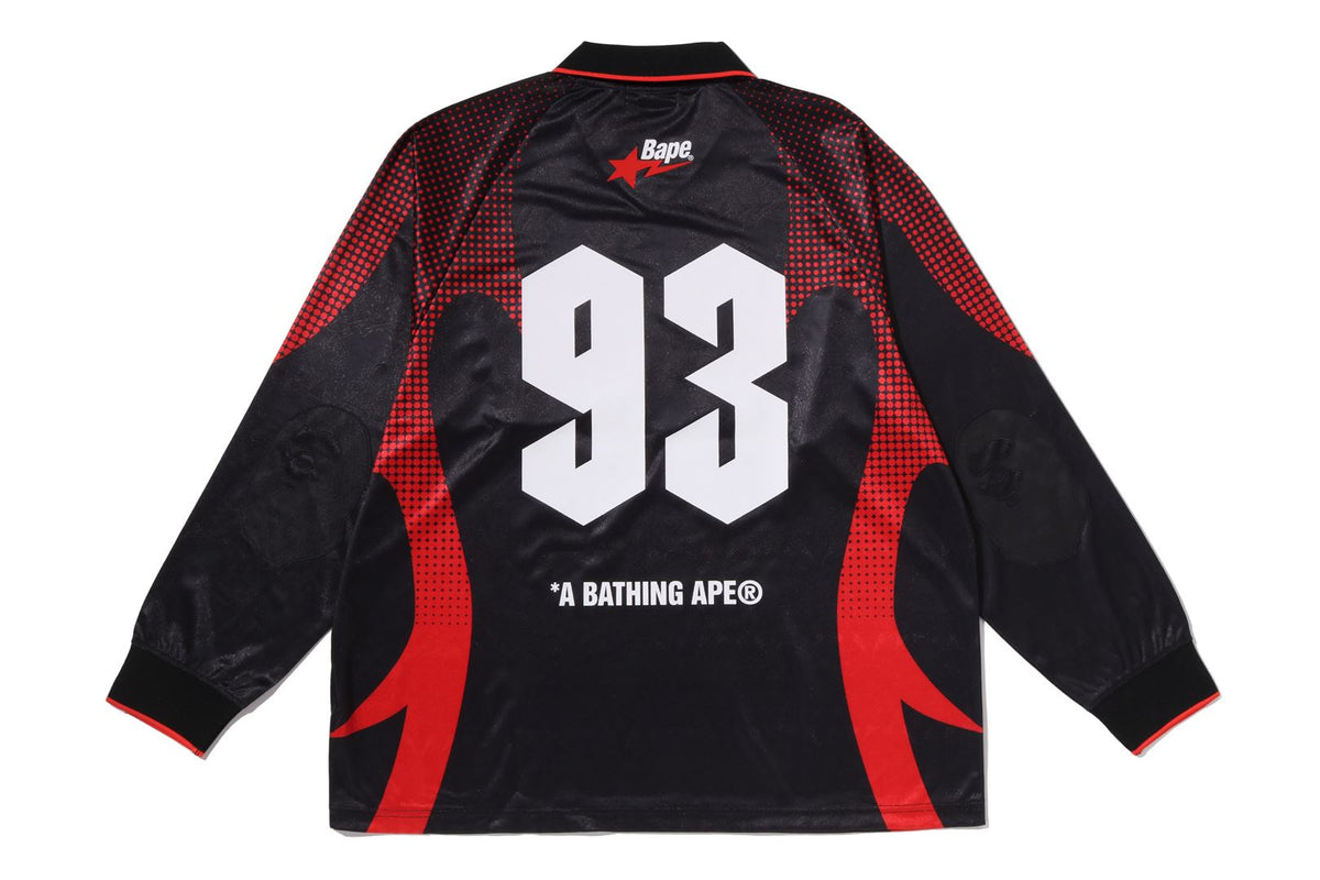APE FLAME MONOGRAM JACQUARD LOGO RELAXED FIT FOOTBALL JERSEY