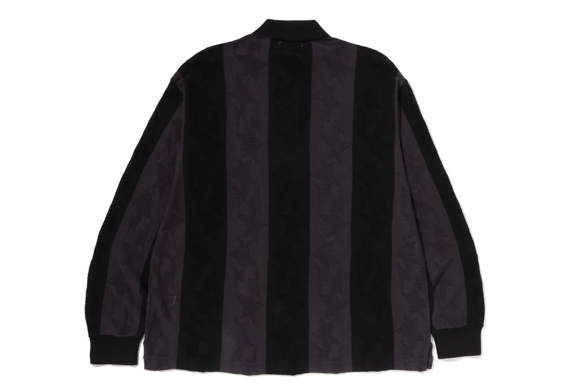 STA STRIPE PATTERN JACQUARD MULTI LOGO RELAXED FIT LS TEE