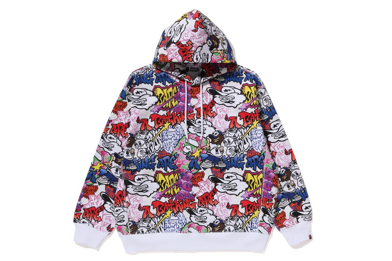 GRAFFITI PATTERN PULLOVER HOODIE