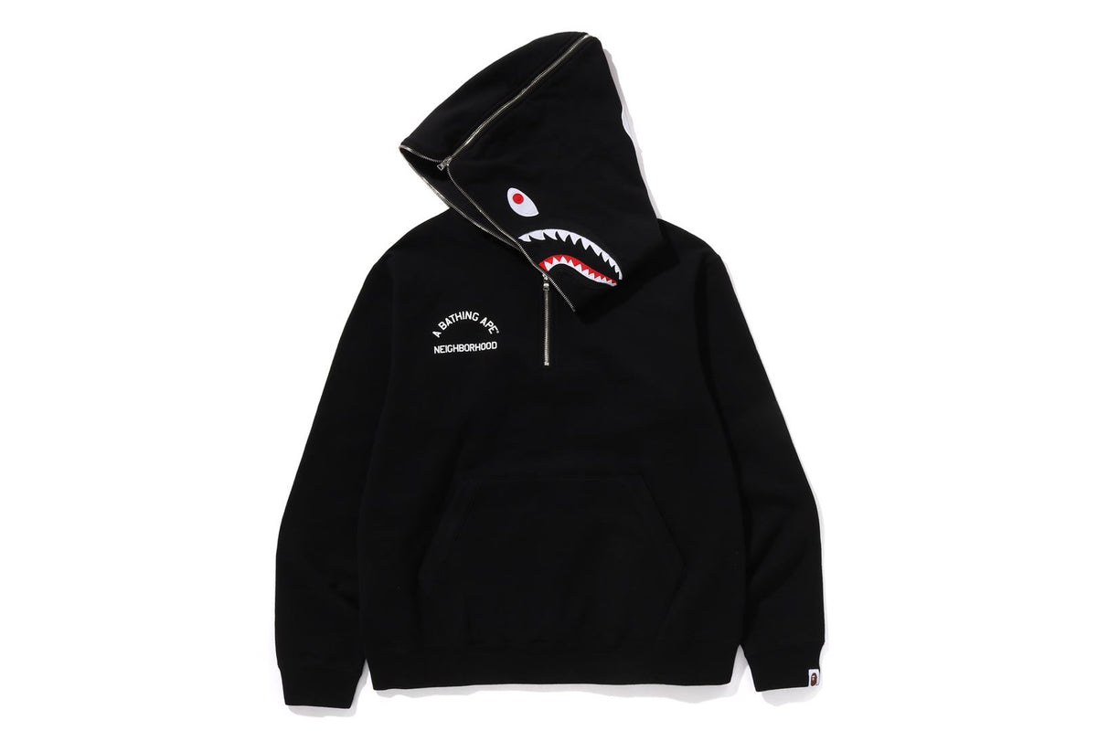 BAPE X NBHD - TWO FACE HALF ZIP PULLOVER HOODIE