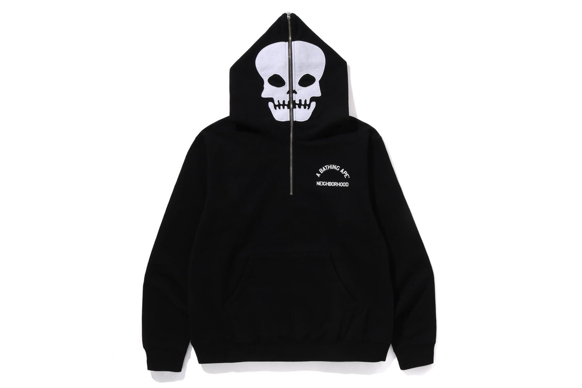 BAPE X NBHD - TWO FACE HALF ZIP PULLOVER HOODIE