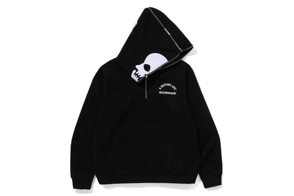 BAPE X NBHD - TWO FACE HALF ZIP PULLOVER HOODIE