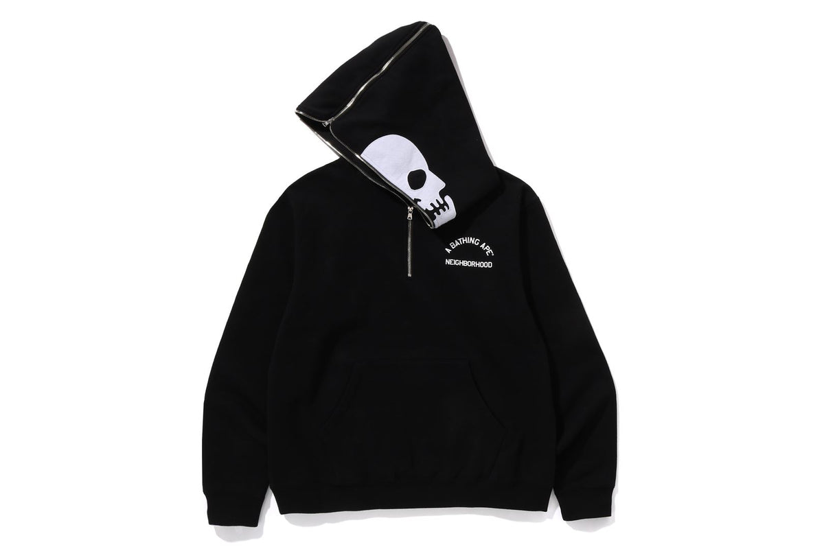 BAPE X NBHD - TWO FACE HALF ZIP PULLOVER HOODIE