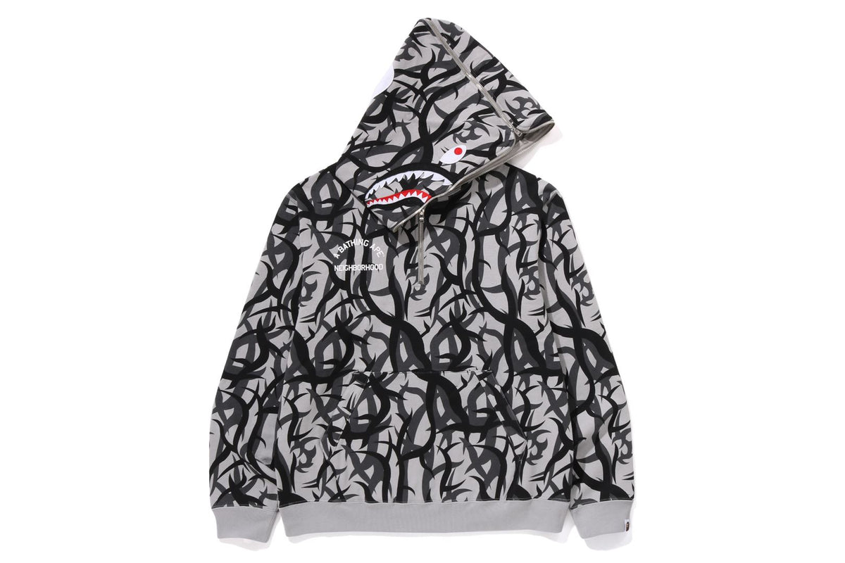 BAPE X NBHD - TRIAL CAMO TWO FACE HALF ZIP PULLOVER HOODIE