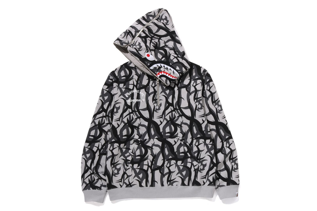 BAPE X NBHD - TRIAL CAMO TWO FACE HALF ZIP PULLOVER HOODIE