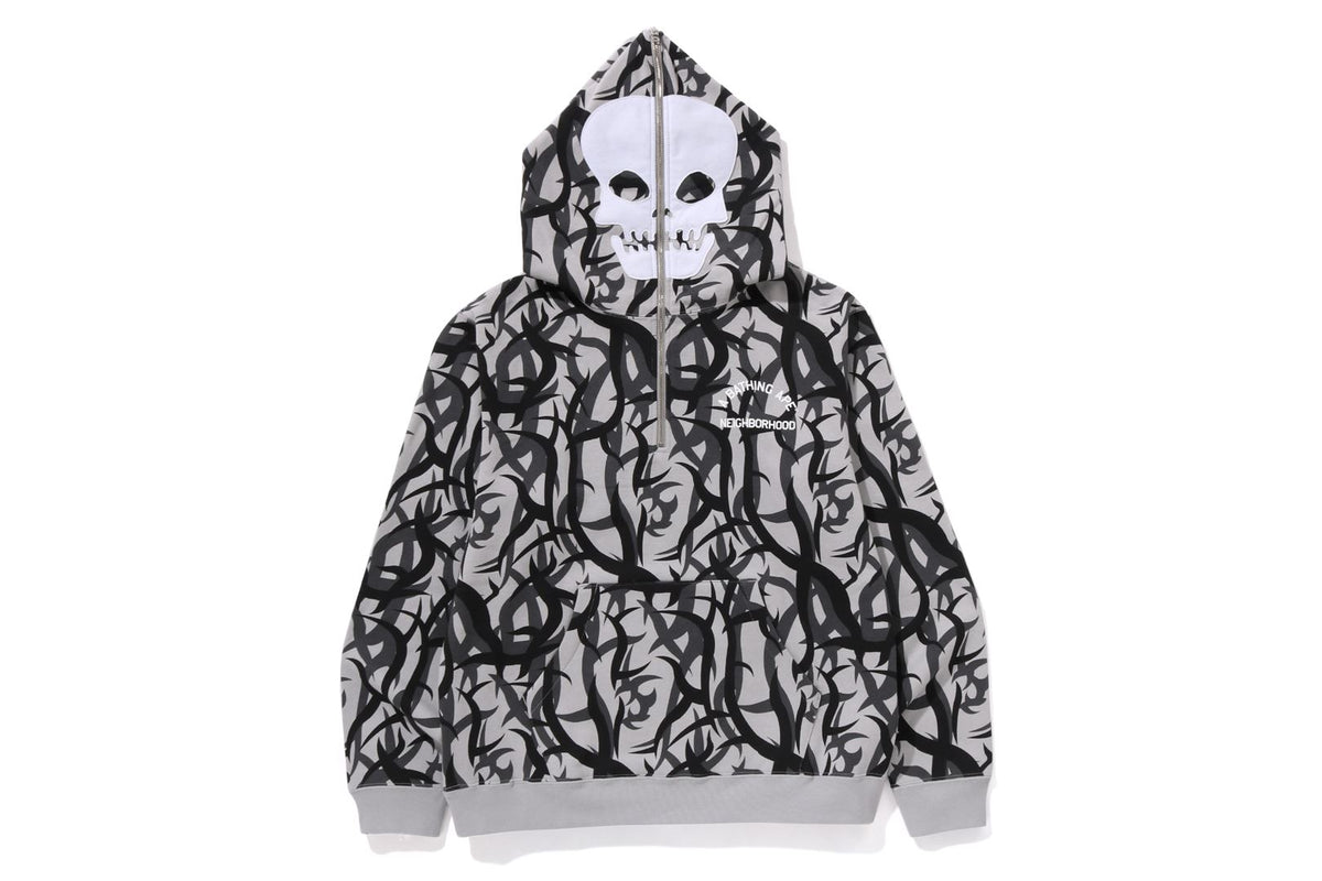 BAPE X NBHD - TRIAL CAMO TWO FACE HALF ZIP PULLOVER HOODIE