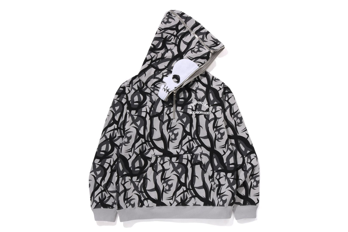 BAPE X NBHD - TRIAL CAMO TWO FACE HALF ZIP PULLOVER HOODIE