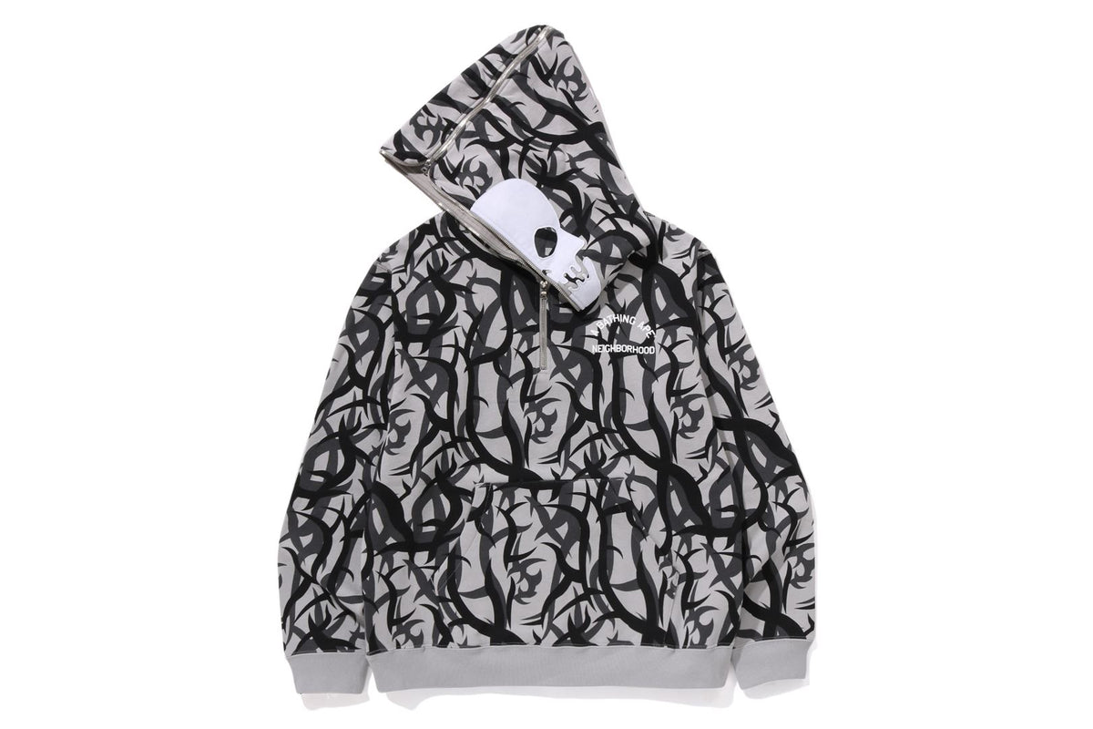 BAPE X NBHD - TRIAL CAMO TWO FACE HALF ZIP PULLOVER HOODIE