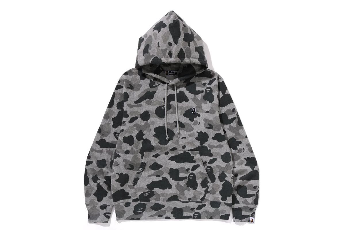 BAPE MENS COTTON GRAY CAMO PULLOVER HOODIE