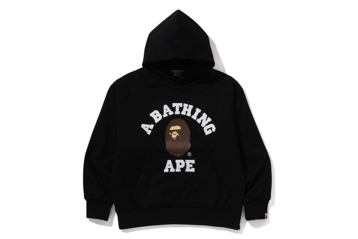BAPE MENS COTTON HEAD PRINT COLLEGE PUFFY RELAXED FIT PULLOVER HOODIE