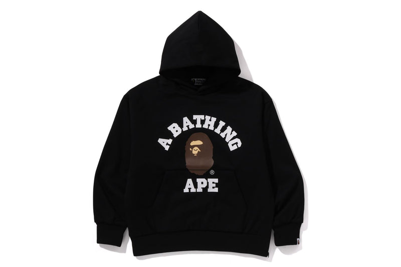 BAPE MENS COTTON HEAD PRINT COLLEGE PUFFY RELAXED FIT PULLOVER HOODIE
