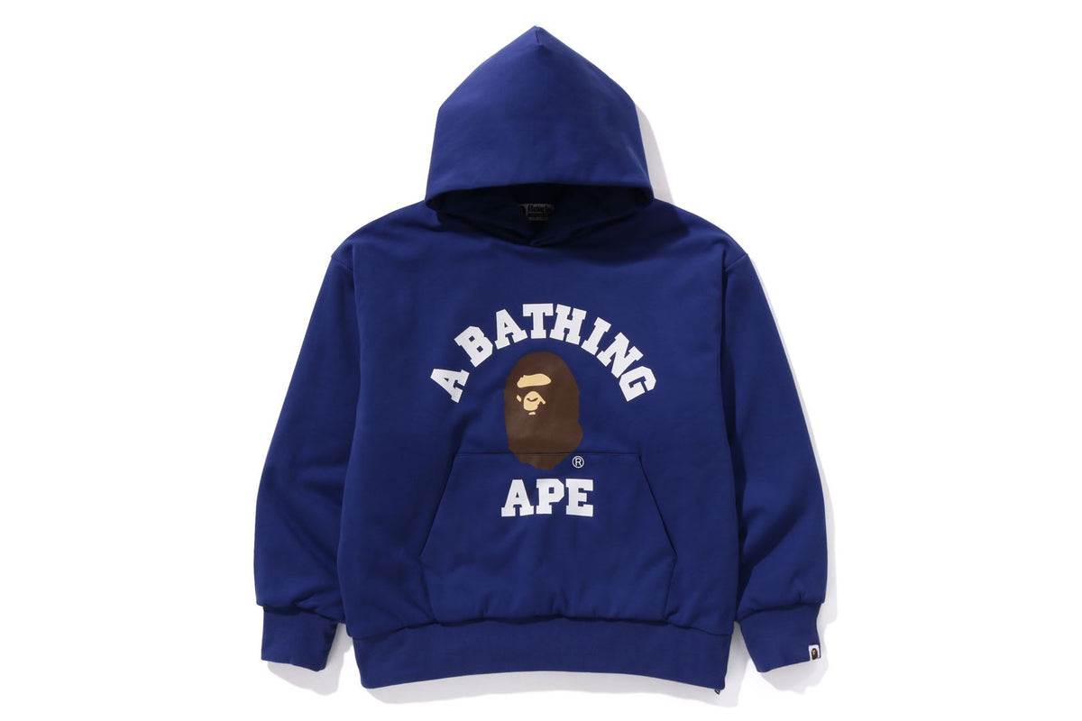 BAPE MENS COTTON HEAD PRINT COLLEGE PUFFY RELAXED FIT PULLOVER HOODIE