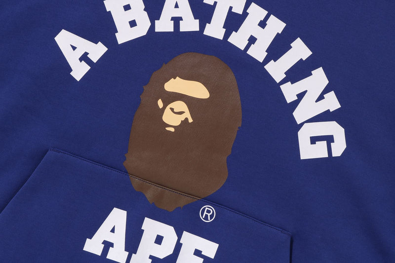 BAPE MENS COTTON HEAD PRINT COLLEGE PUFFY RELAXED FIT PULLOVER HOODIE