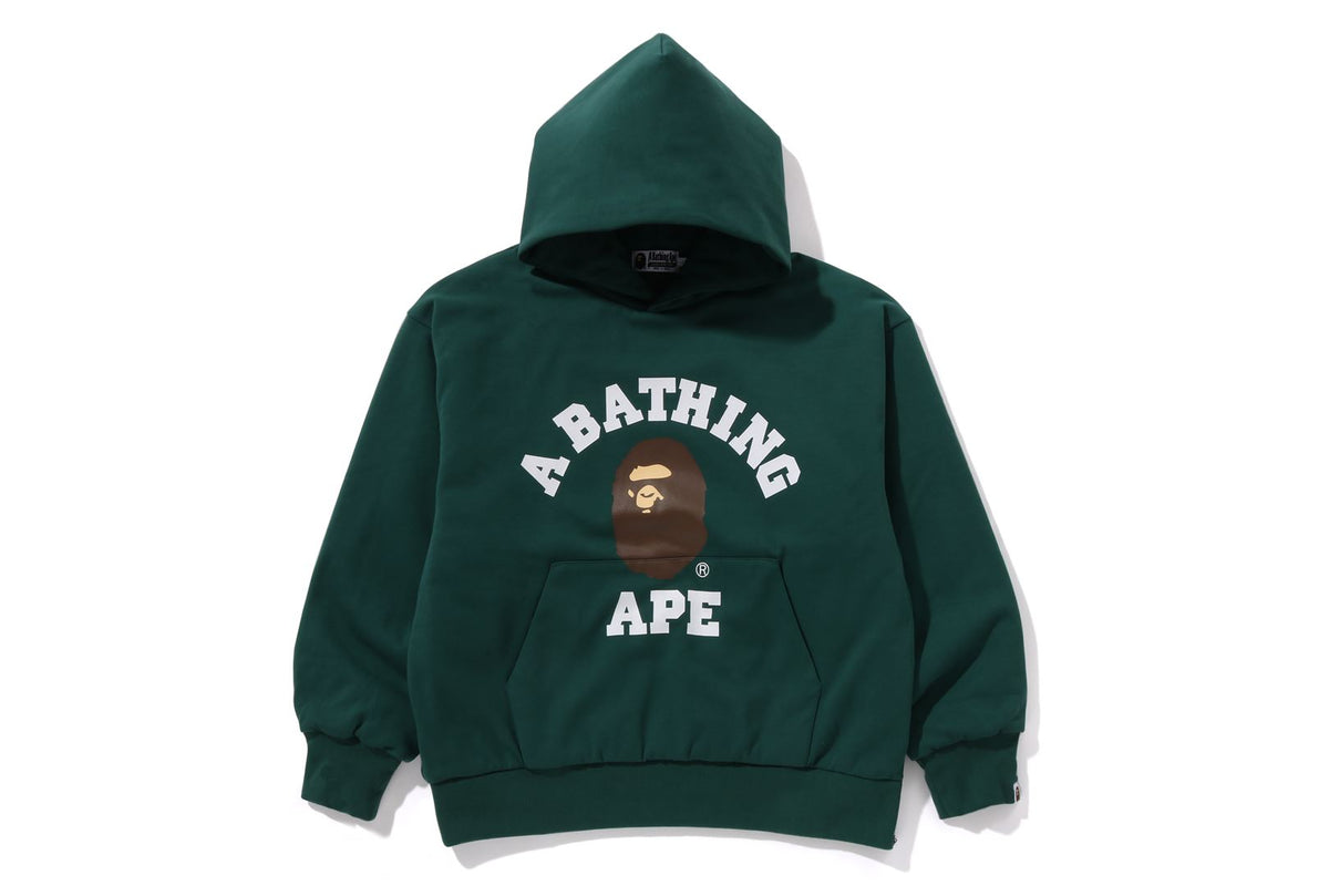 BAPE MENS COTTON HEAD PRINT COLLEGE PUFFY RELAXED FIT PULLOVER HOODIE