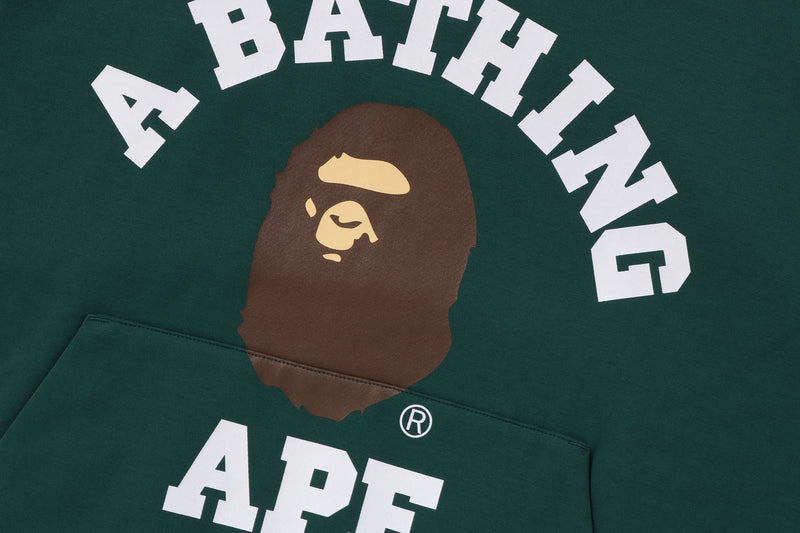 BAPE MENS COTTON HEAD PRINT COLLEGE PUFFY RELAXED FIT PULLOVER HOODIE