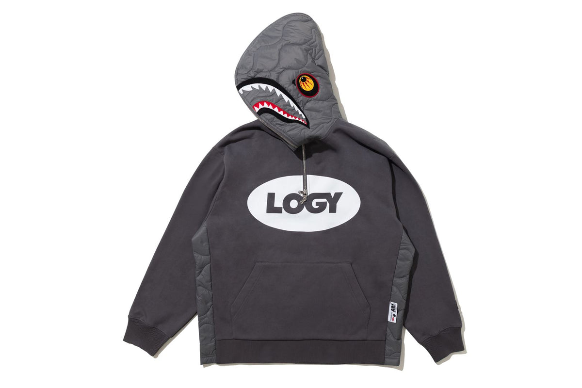 BAPE X KAZUKI LOGY HALF ZIP SHARK RELAXED FIT PULLOVER HOODIE