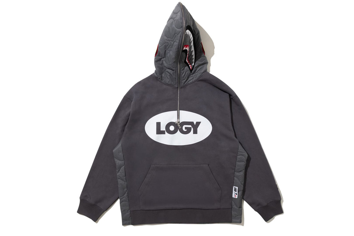BAPE X KAZUKI LOGY HALF ZIP SHARK RELAXED FIT PULLOVER HOODIE