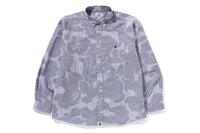 BAPE MENS COTTON STRIPED CAMO BUTTON UP SHIRT