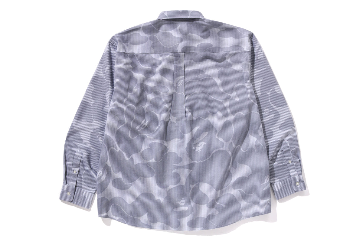 BAPE MENS COTTON STRIPED CAMO BUTTON UP SHIRT