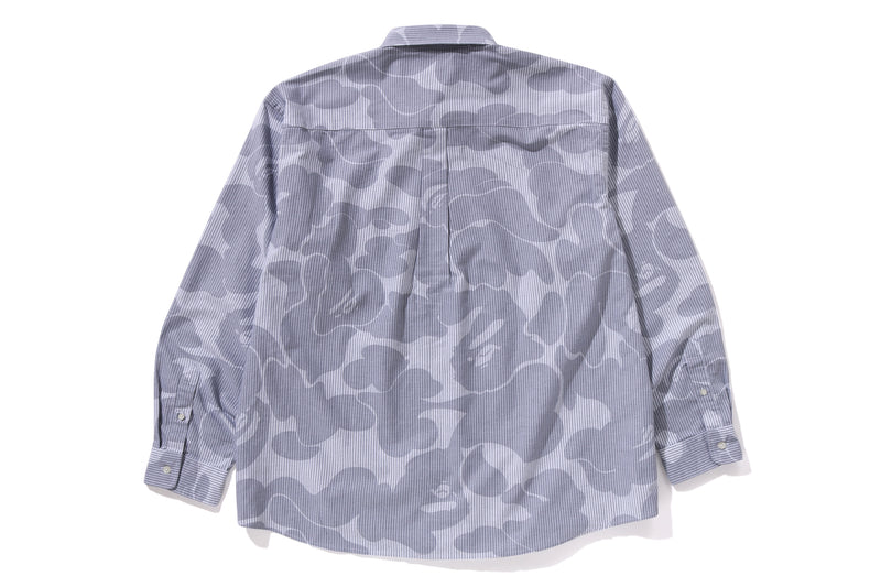 BAPE MENS COTTON STRIPED CAMO BUTTON UP SHIRT