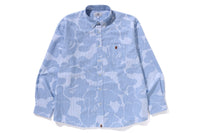 BAPE MENS COTTON STRIPED CAMO BUTTON UP SHIRT