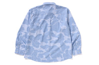 BAPE MENS COTTON STRIPED CAMO BUTTON UP SHIRT
