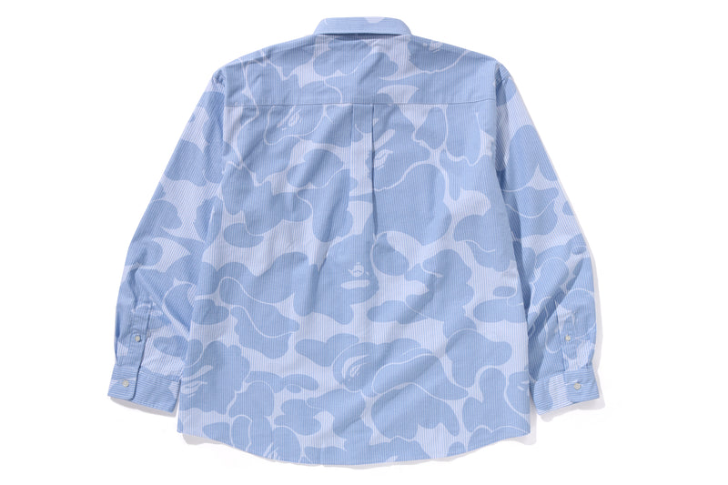 BAPE MENS COTTON STRIPED CAMO BUTTON UP SHIRT