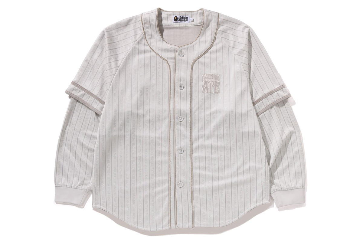 STRIPE LAYERED SLEEVES L/S BASEBALL SHIRT