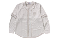 STRIPE LAYERED SLEEVES L/S BASEBALL SHIRT