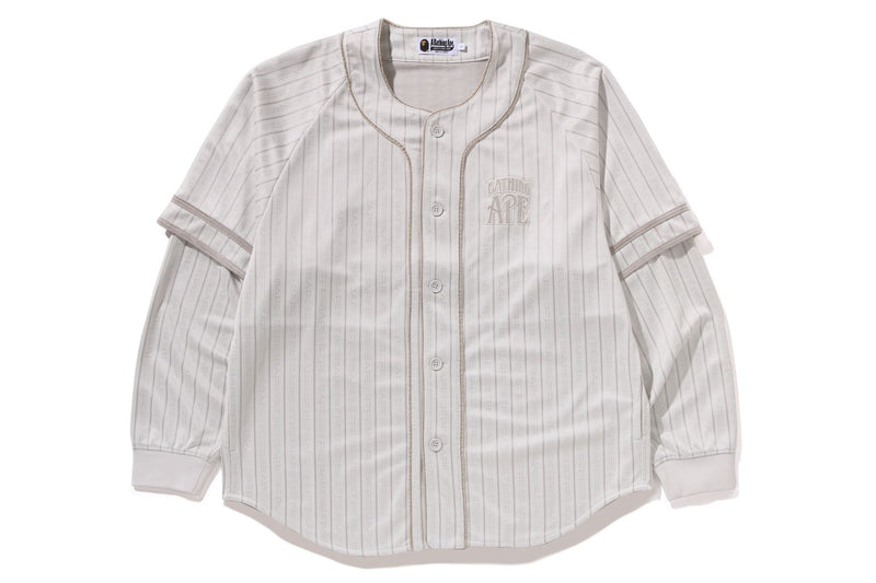 STRIPE LAYERED SLEEVES L/S BASEBALL SHIRT