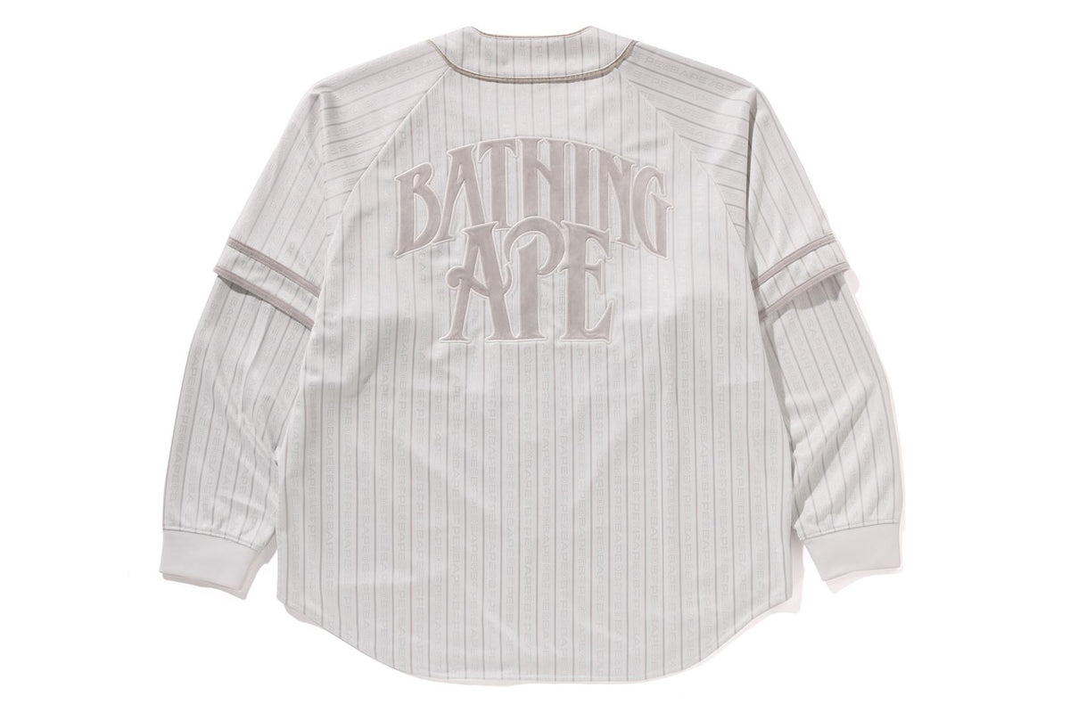 STRIPE LAYERED SLEEVES L/S BASEBALL SHIRT