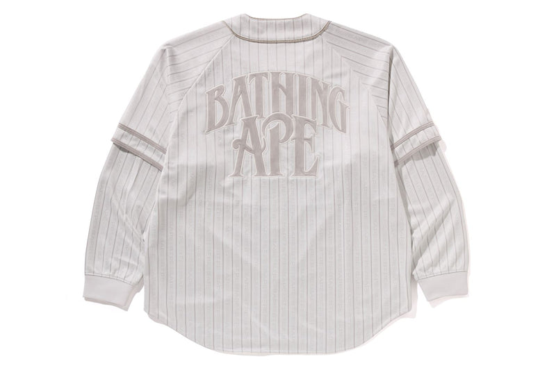 STRIPE LAYERED SLEEVES L/S BASEBALL SHIRT
