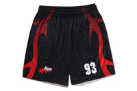 APE FLAME MONOGRAM JACQUARD RELAXED FIT FOOTBALL SHORTS