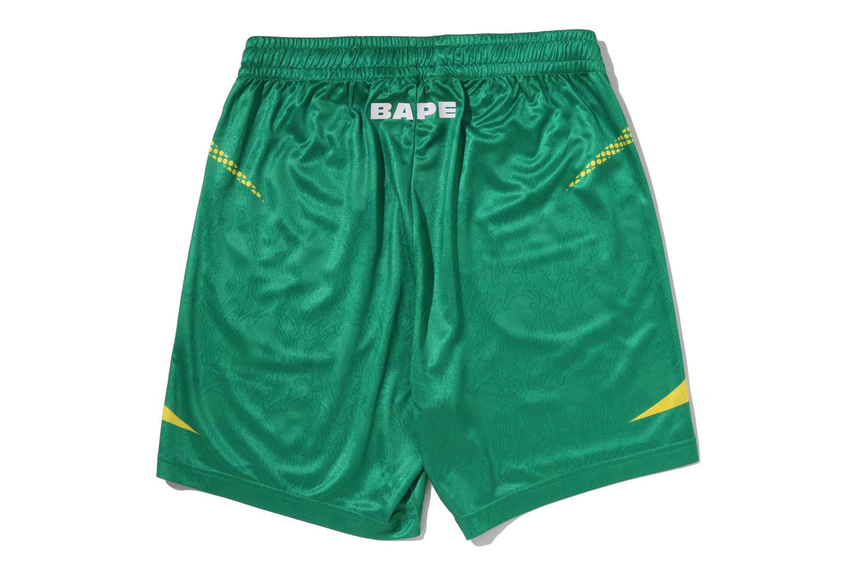 APE FLAME MONOGRAM JACQUARD RELAXED FIT FOOTBALL SHORTS