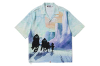 BAPE MENS GRAPHIC PRINT FORBIDDEN ZONE HAWAIIAN SHIRT