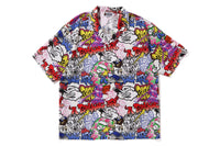 BAPE MENS GRAFFITI PATTERN HAWAIIAN SHIRT