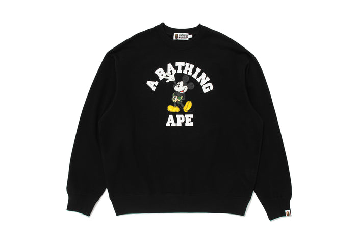BAPE X DISNEY MICKEY MOUSE COLLEGE RELAXED FIT CREWNECK
