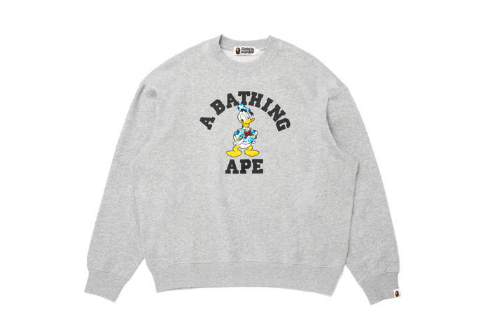 BAPE X DISNEY DONAL DUCK COLLEGE RELAXED FIT CREWNECK M