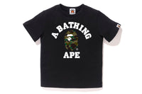 BAPE KIDS COTTON APE HEAD PRINT CAMO COLLEGE T-SHIRT