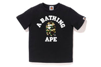 BAPE KIDS COTTON APE HEAD PRINT CAMO COLLEGE T-SHIRT