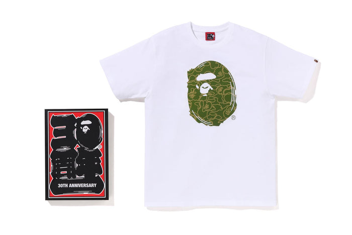 BAPE MENS COTTON APE HEAD PRINT 30TH ANNIVERSARY T-SHIRT