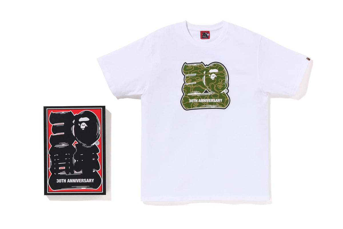 BAPE MENS COTTON APE HEAD PRINT 30TH ANNIV. T-SHIRT