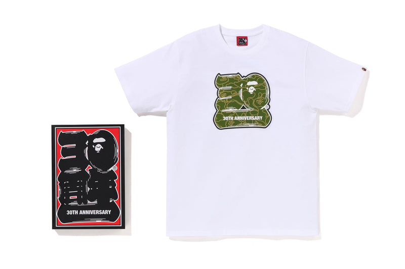 BAPE MENS COTTON APE HEAD PRINT 30TH ANNIV. T-SHIRT