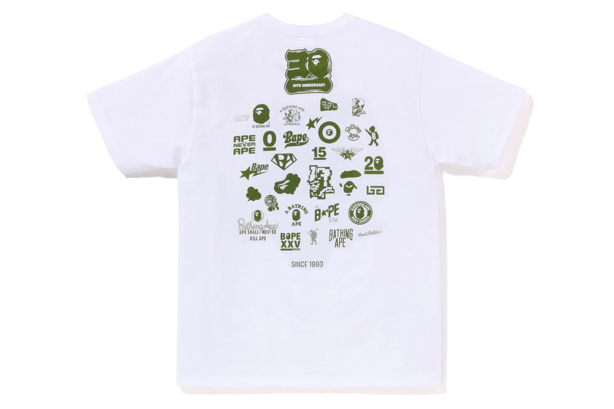 BAPE MENS COTTON APE HEAD PRINT 30TH ANNIV. T-SHIRT