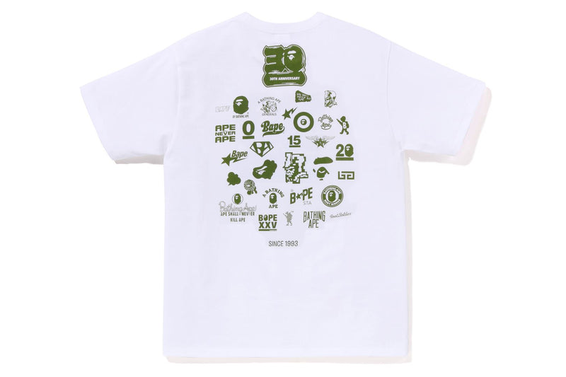 BAPE MENS COTTON APE HEAD PRINT 30TH ANNIV. T-SHIRT