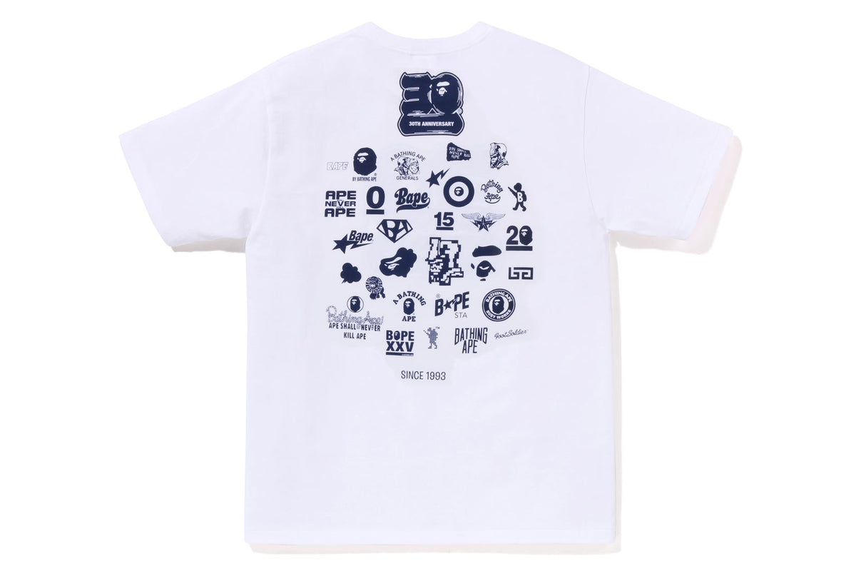 BAPE MENS COTTON APE HEAD PRINT 30TH ANNIV. T-SHIRT
