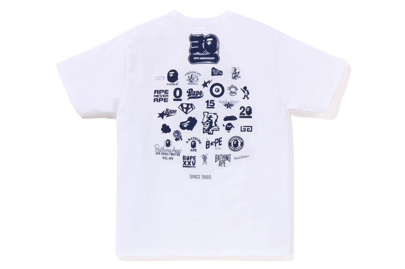 BAPE MENS COTTON APE HEAD PRINT 30TH ANNIV. T-SHIRT