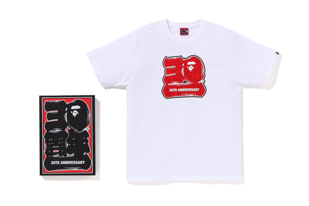 BAPE MENS COTTON APE HEAD PRINT 30TH ANNIV. T-SHIRT