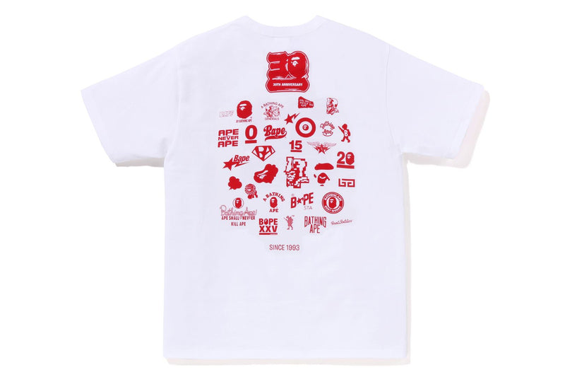 BAPE MENS COTTON APE HEAD PRINT 30TH ANNIV. T-SHIRT